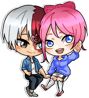 A chibi drawing of Kuso and Shouto standing together.